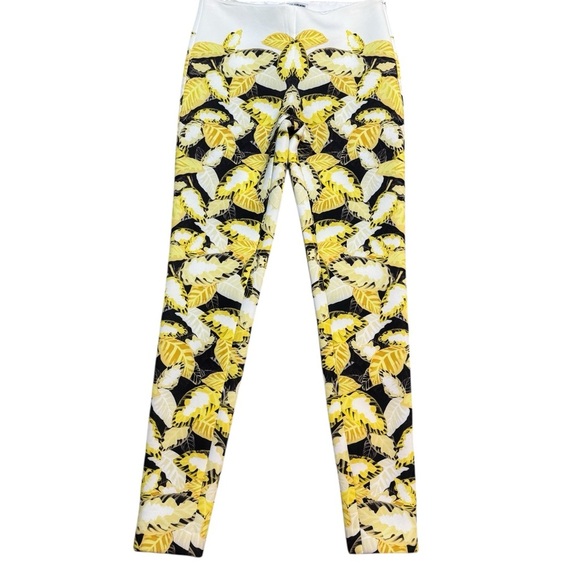 ✨ Opening Ceremony Yellow Leaf Print Pants High Rise Skinny Fit Sz XS VGUC ✨ - Picture 1 of 5
